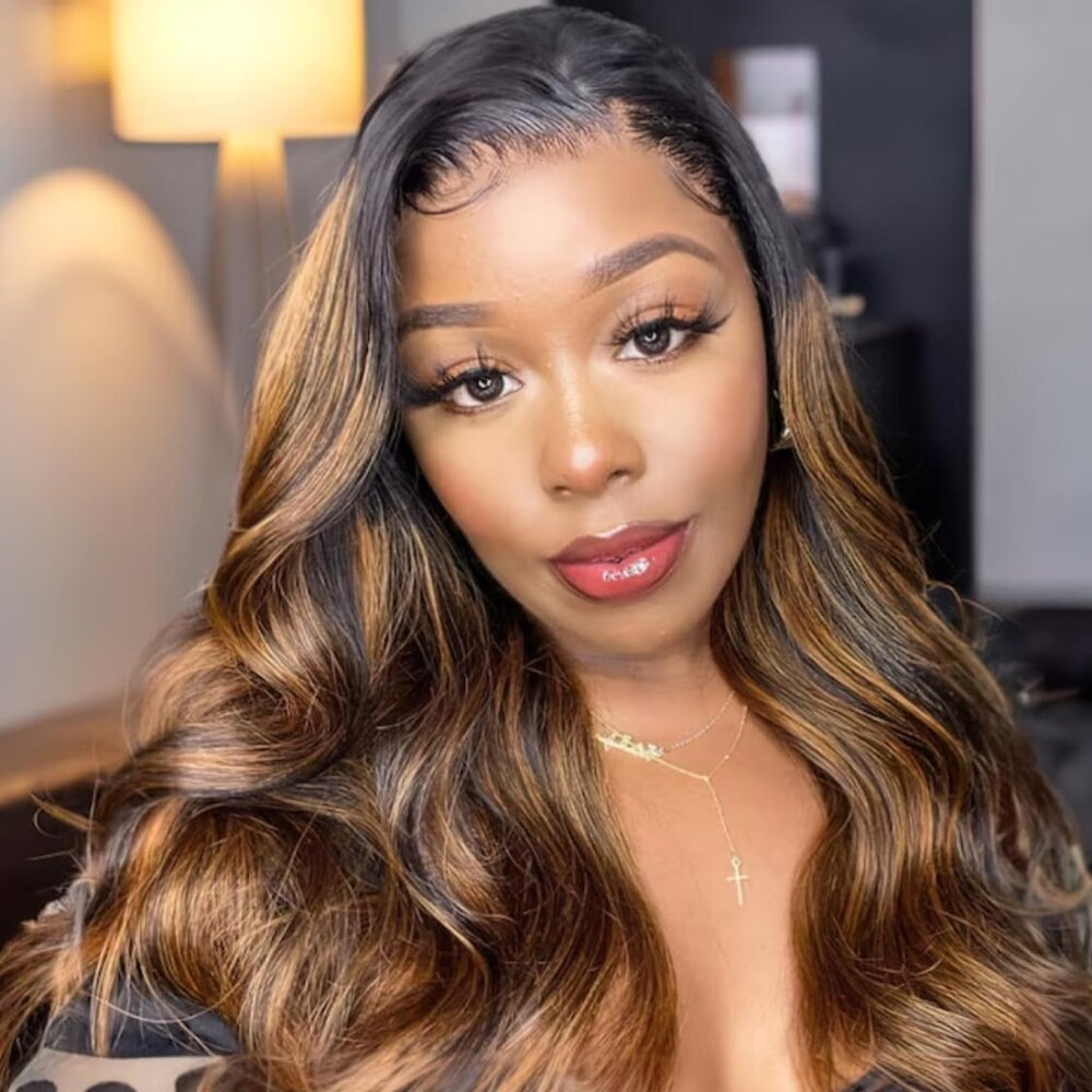 YIROO Bye Bye Knots Glueless Wig Highlight Balayage Brown Body Wave 22inch 150%